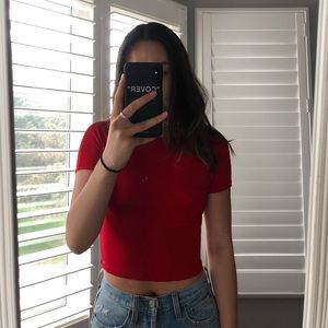 Zara red cropped t-shirt